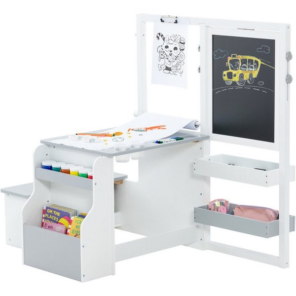 COSTWAY Standtafel 6 in 1 Kinder Staffelei Set, mit Bank