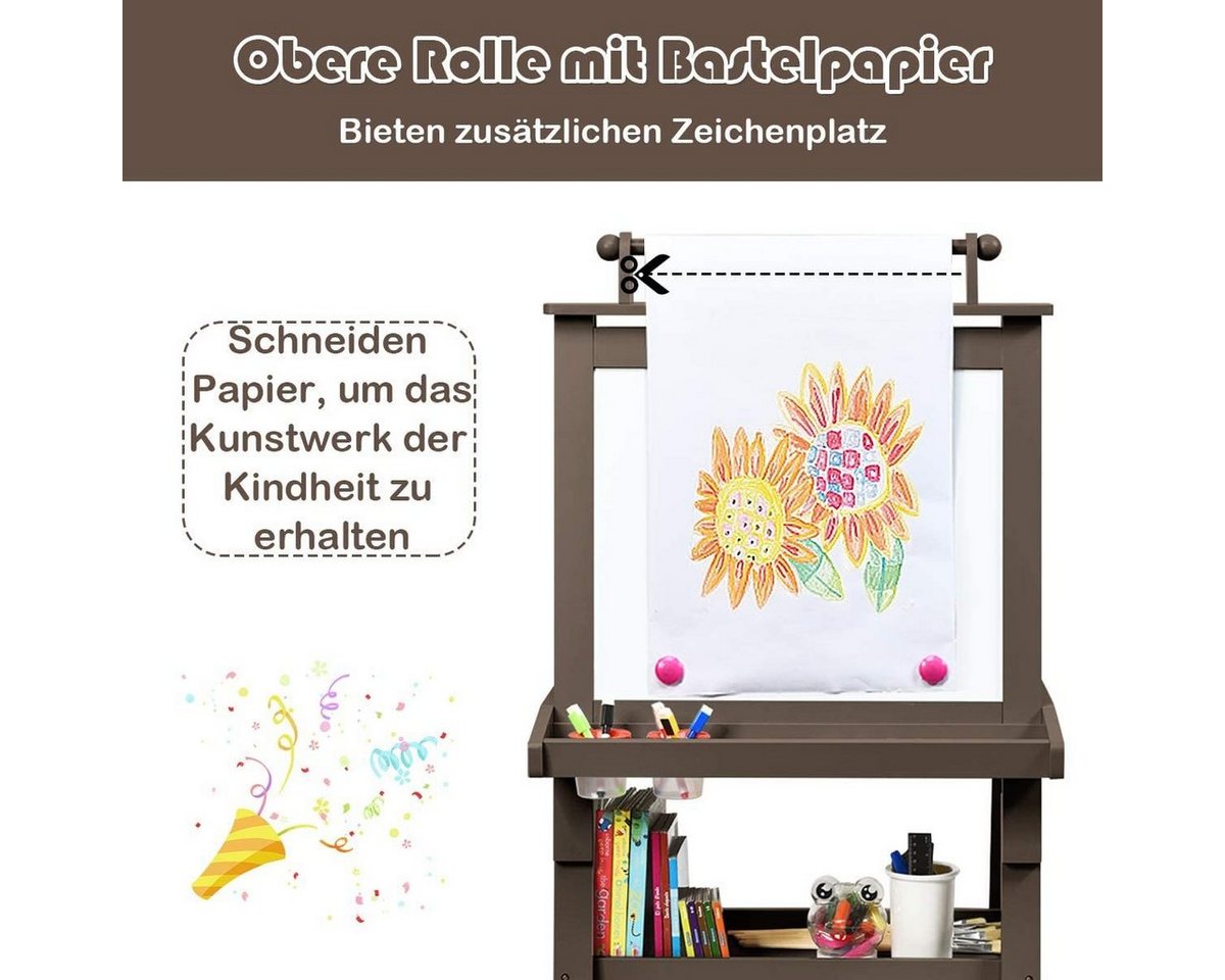 COSTWAY Standtafel Kinder Staffelei, doppelseitig, mit Magneten & 2 Boxen – Bild 5 von 5