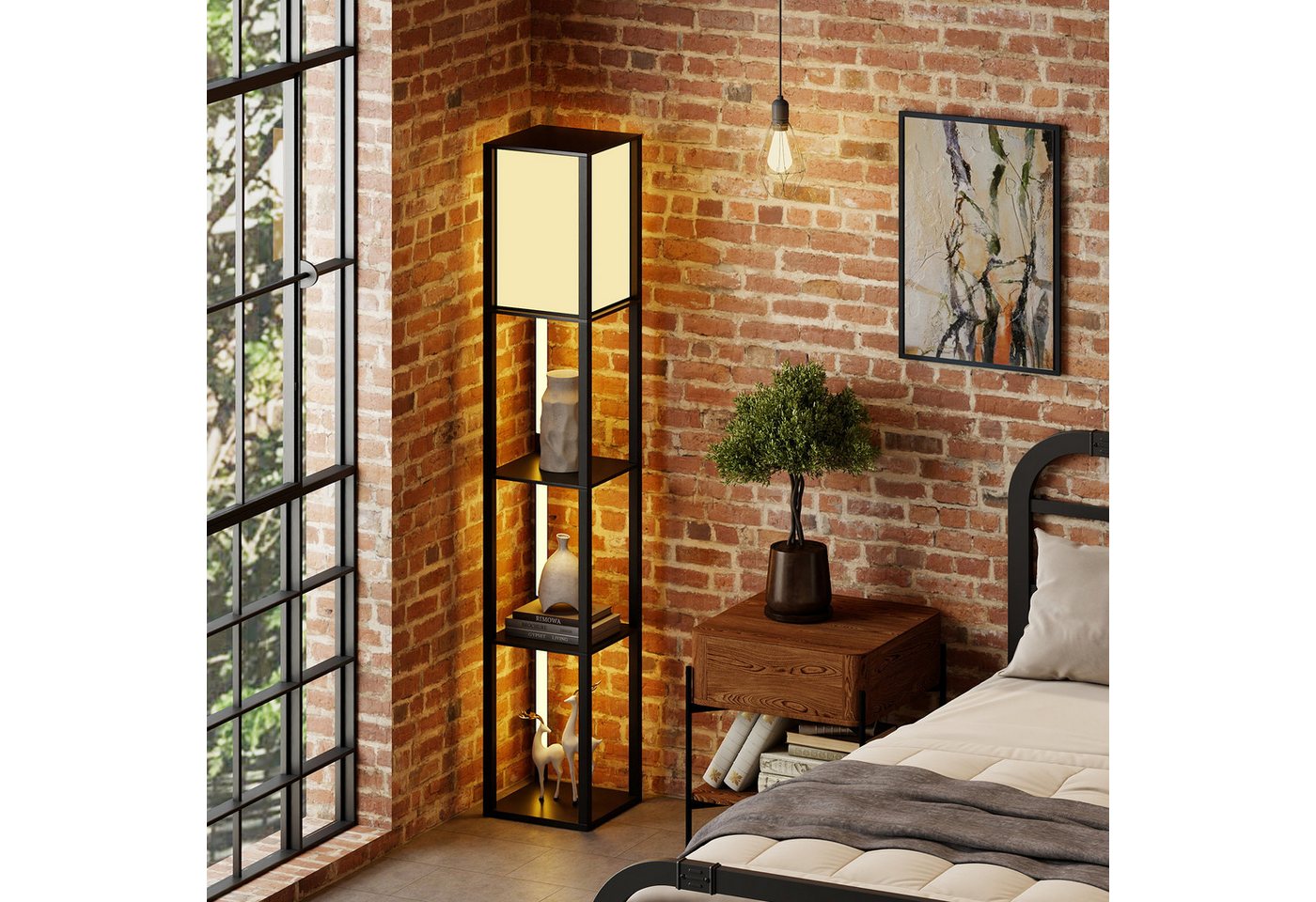 COSTWAY Stehlampe, mit 3-stufig einstellbaren LED-Streifen und Fußschalter – Bild 2 von 5