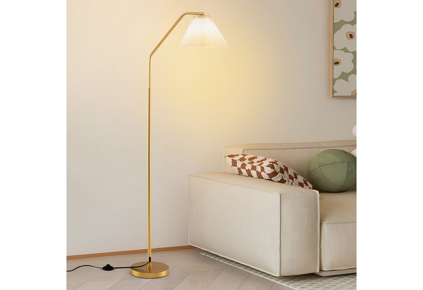 COSTWAY Stehlampe, 168cm mit verstellbarem Lampenkopf & Fußschalter – Bild 2 von 5