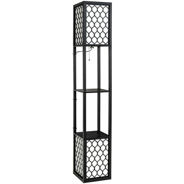 COSTWAY Stehlampe, Stehleuchte 156cm, mit Regal, Zugkette & Fußschalter