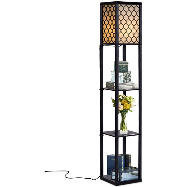 COSTWAY Stehlampe, ohne Leuchtmittel, Warmweiß, Regal, mit 3-Ebenen