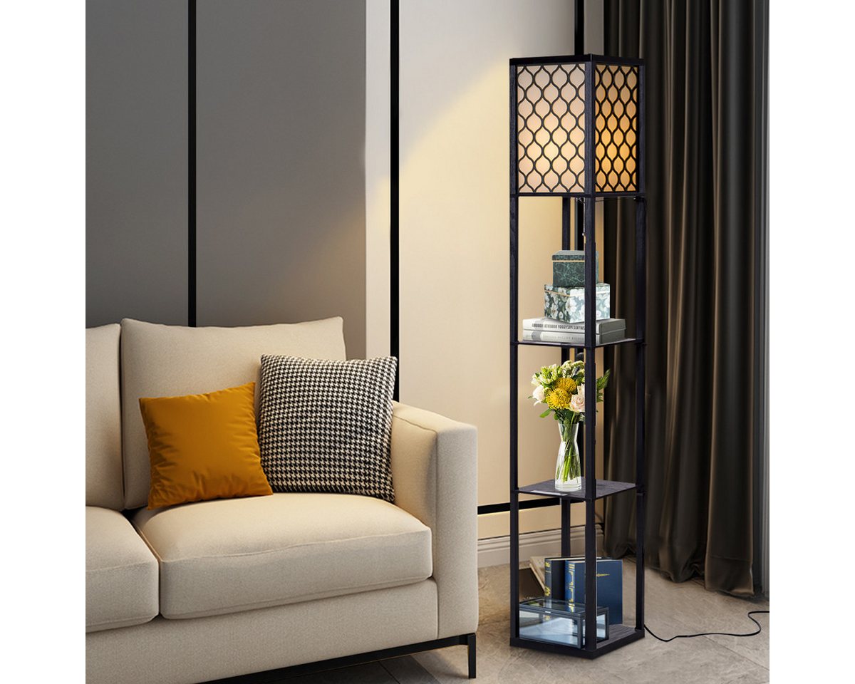 COSTWAY Stehlampe, ohne Leuchtmittel, Warmweiß, Regal, mit 3-Ebenen – Bild 2 von 5