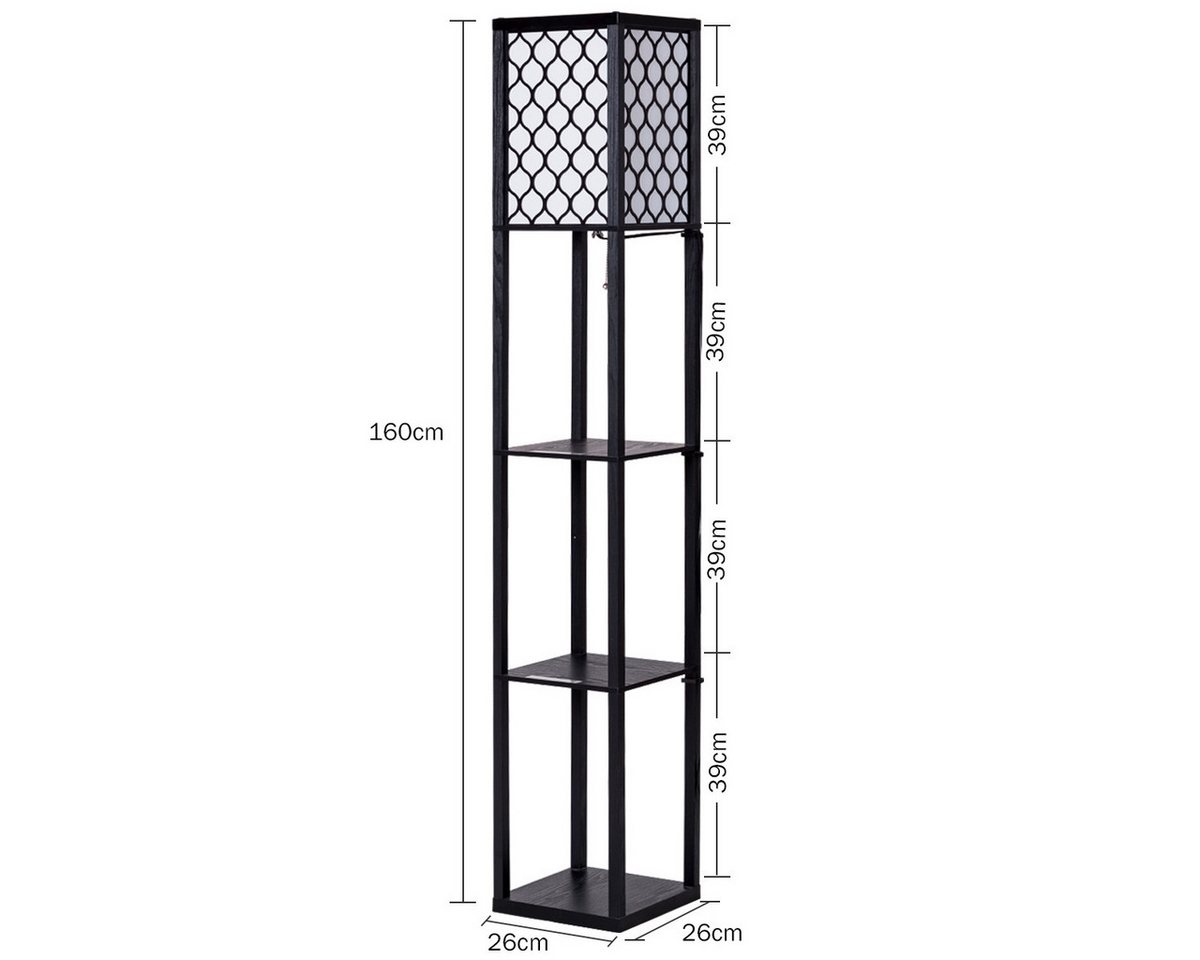 COSTWAY Stehlampe, ohne Leuchtmittel, Warmweiß, Regal, mit 3-Ebenen – Bild 3 von 5