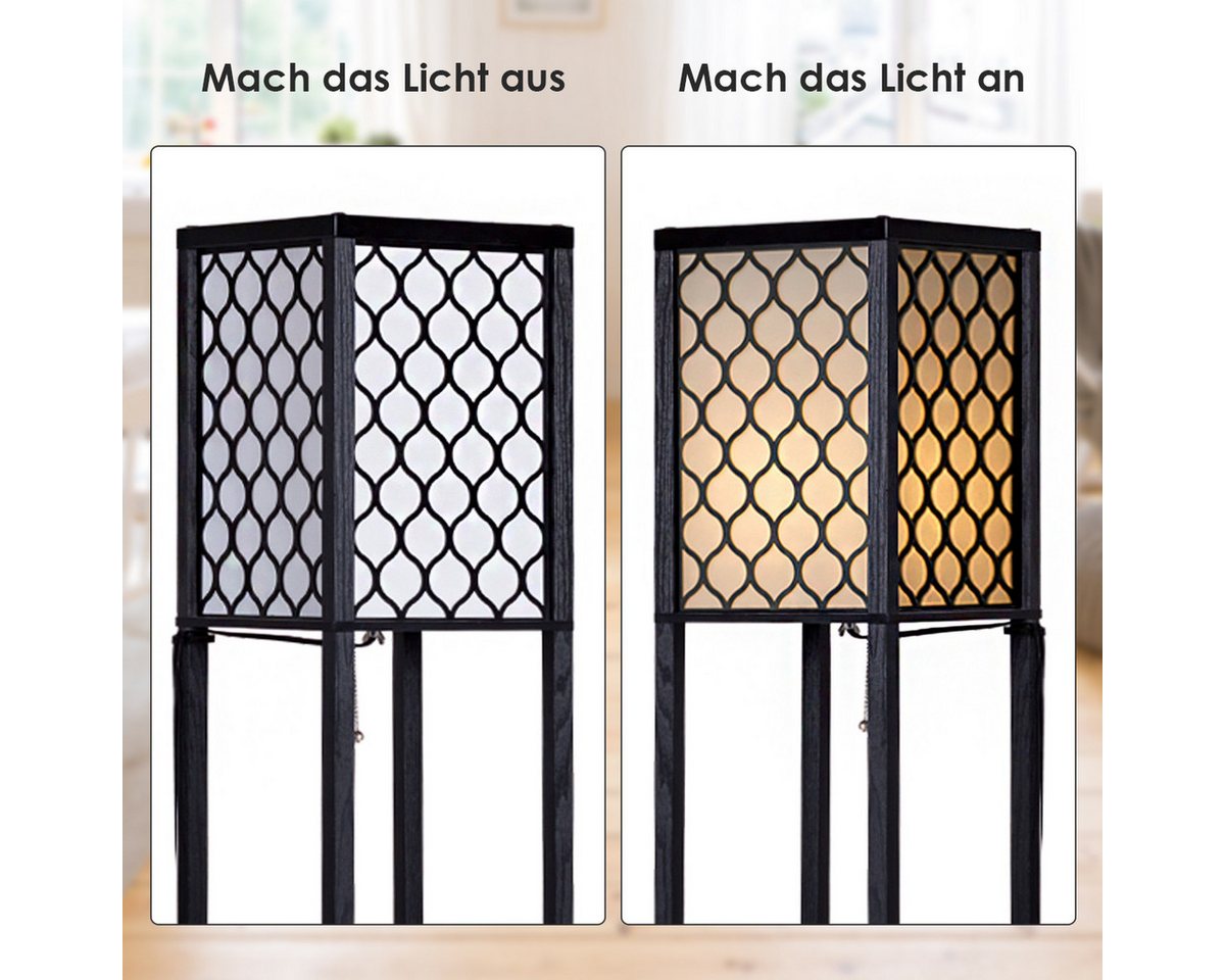 COSTWAY Stehlampe, ohne Leuchtmittel, Warmweiß, Regal, mit 3-Ebenen – Bild 4 von 5