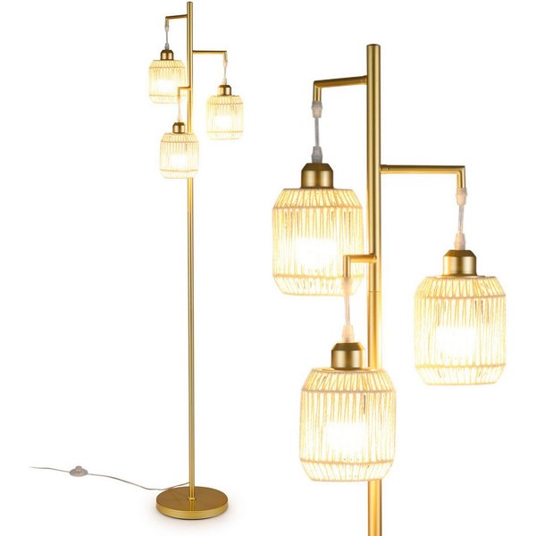 COSTWAY Stehlampe, Leselampe wohnzimmer dimmbar, Stehleuchte modern