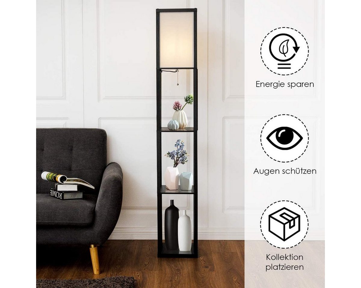 COSTWAY Stehlampe Stehleuchte, ohne Leuchtmittel, Warmweiß, mit 3-Ebenen – Bild 3 von 5