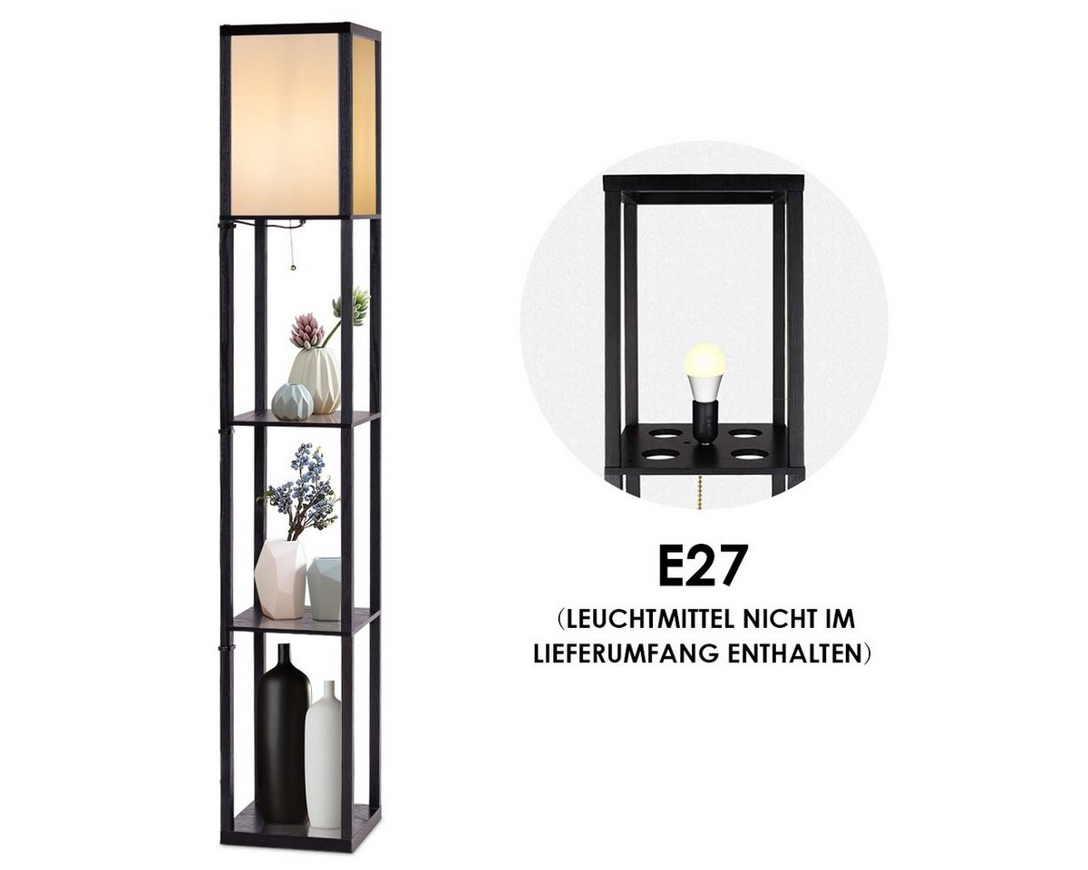 COSTWAY Stehlampe Stehleuchte, ohne Leuchtmittel, Warmweiß, mit 3-Ebenen – Bild 4 von 5