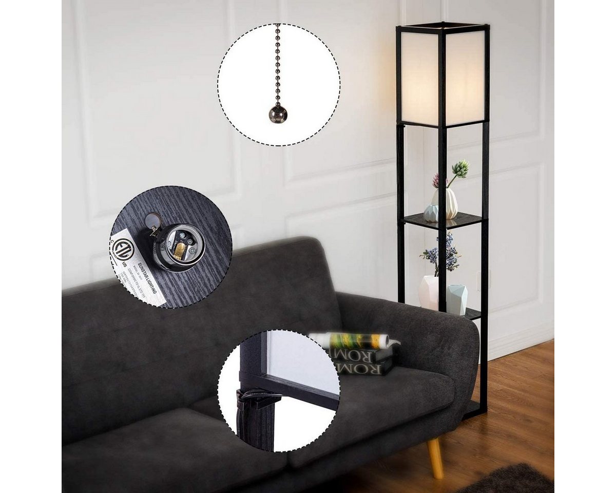COSTWAY Stehlampe Stehleuchte, ohne Leuchtmittel, Warmweiß, mit 3-Ebenen – Bild 5 von 5