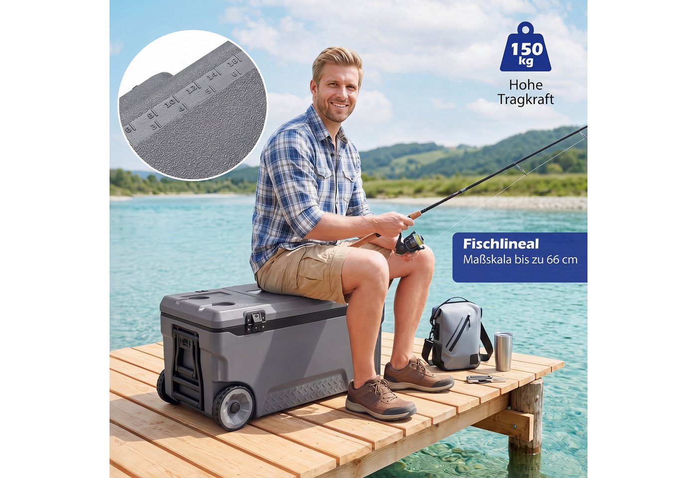 COSTWAY Thermobehälter, Kühlbox mit Rollen & Griff, Isolierbox – Bild 2 von 5