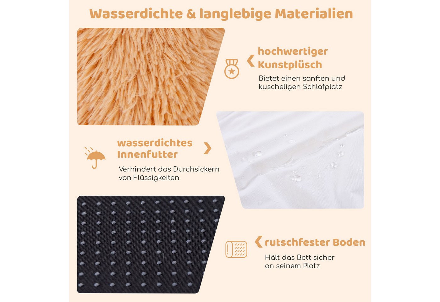 COSTWAY Tierbett, Hundebett mit Kissen & Decke, orthopädisch, aus Plüsch – Bild 3 von 5