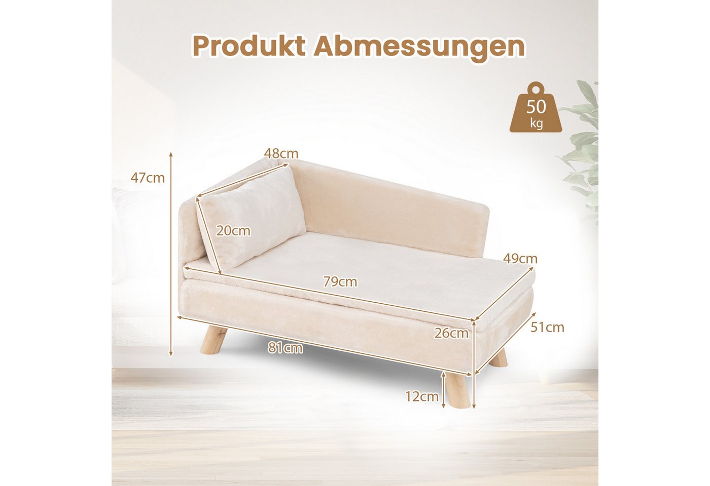 COSTWAY Tiersofa, Katzensofa, Katzencouch, mit 2 abnehmbaren Kissens – Bild 3 von 5
