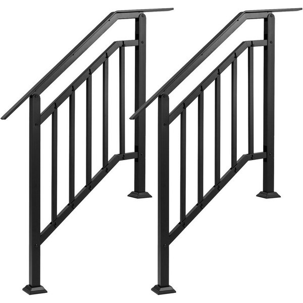 COSTWAY Treppengeländer, 96 cm Länge, 133 cm Höhe, 2-tlg., Handlauf winkelverstellbar mit horizontaler Stange