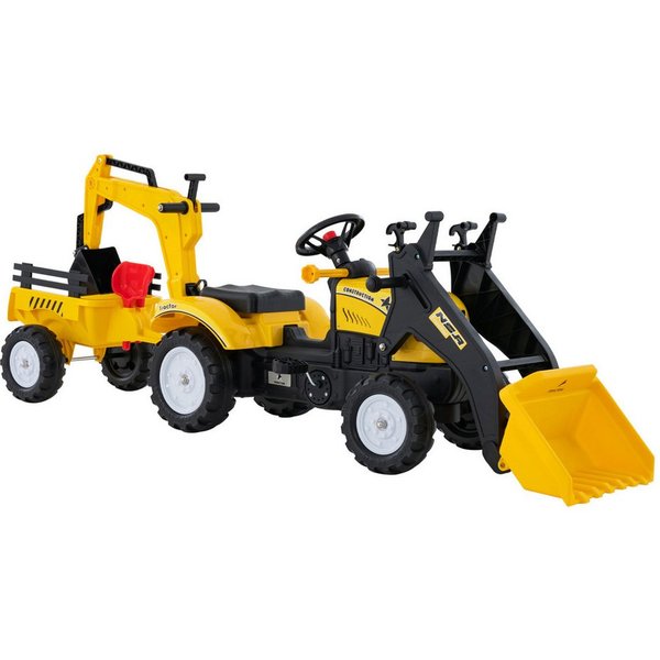 COSTWAY Trettraktor Bagger, mit Abnehmbarer Anhänger & Grabschaufel