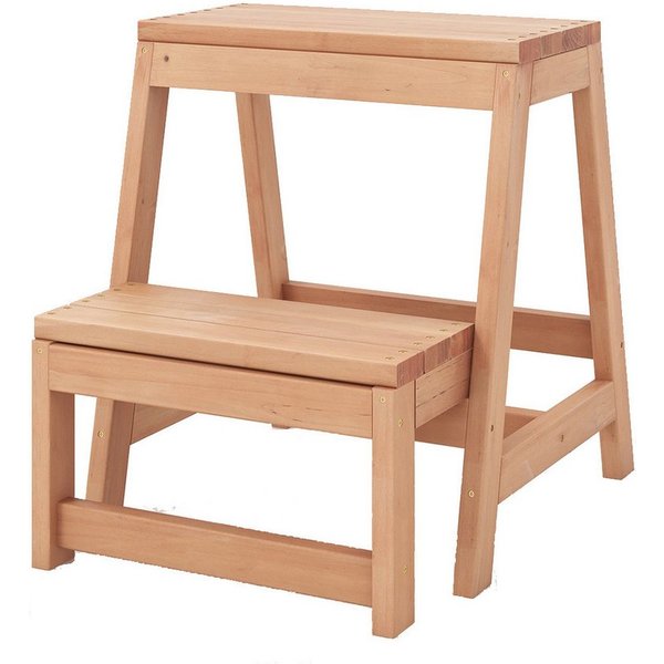 COSTWAY Trittleiter, 2-Stufen Tritthocker klappbar, Fichtenholz, 50x39x45cm
