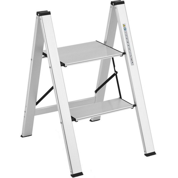 COSTWAY Trittleiter, 2 Stufen bis 150 kg, klappbar rutschfest, aus Aluminium