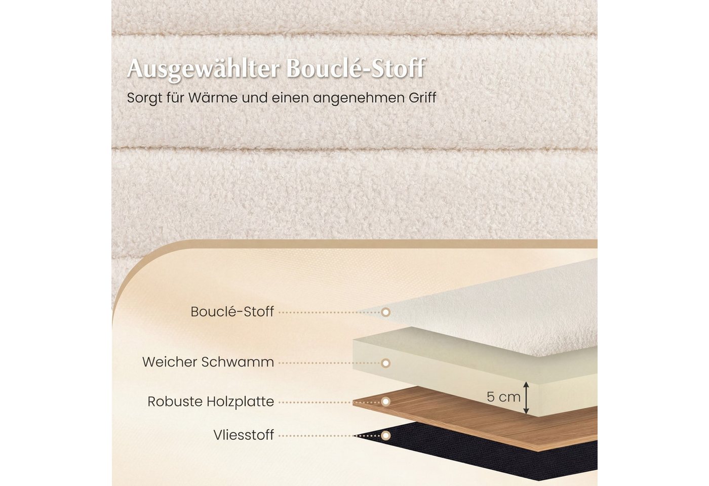 COSTWAY Truhenbank, Gepolsterte Sitzbank mit Stauraum, Stoff Aufbewahrungsbank – Bild 3 von 5