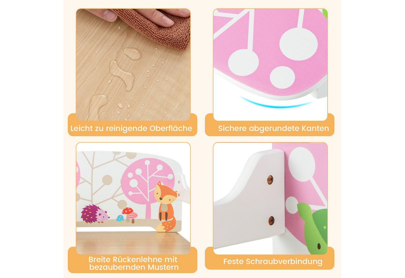 COSTWAY Truhenbank, 3 in 1 Kinder Bank, Sitzgruppe mit Aufbewahrung – Bild 3 von 5