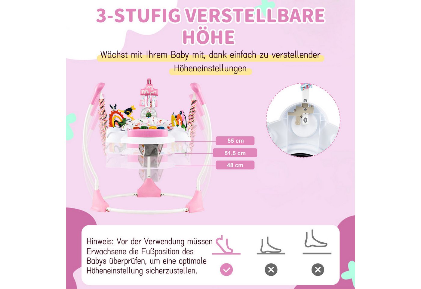 COSTWAY Türhopser, (1-tlg), Babywippe, Babyschaukel, 3-fach höhenverstellbar – Bild 3 von 5