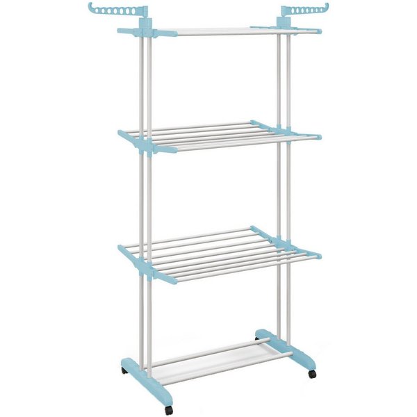 COSTWAY Turmwäscheständer, klappbar, platzsparend, mit Rollen, ausziehbar, 127cm