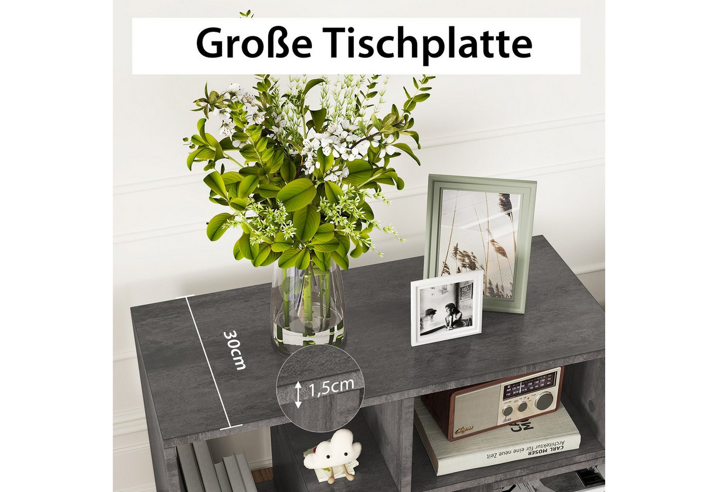 COSTWAY TV-Schrank Eckregal 3-teilig, ausziehbar, frei Kombinierbar – Bild 4 von 5