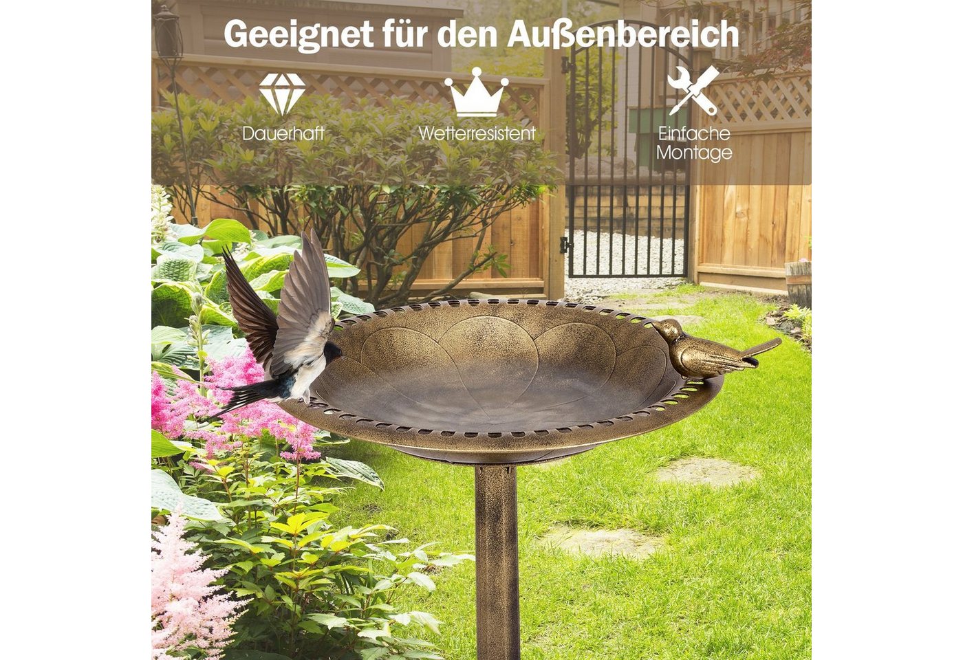 COSTWAY Vogeltränke Vogelfutterstation, für Balkon, Garten – Bild 5 von 5