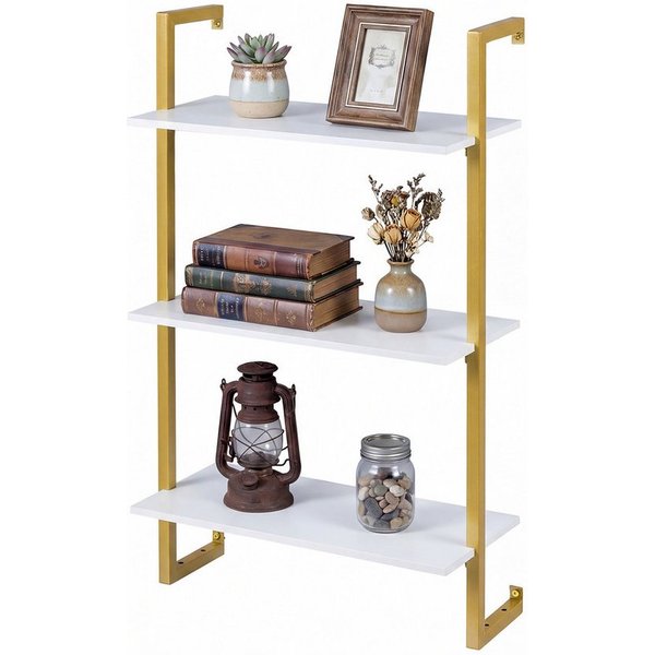 COSTWAY Wandregal, Küchenregal mit Metallrahmen Schweberegal Bücherregal