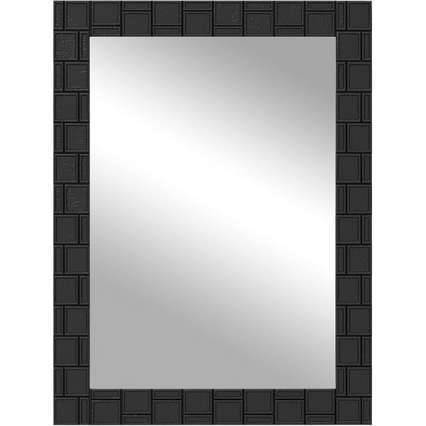 COSTWAY Wandspiegel, 80x60cm, mit Massivholzrahmen, Badspiegel rechteckig