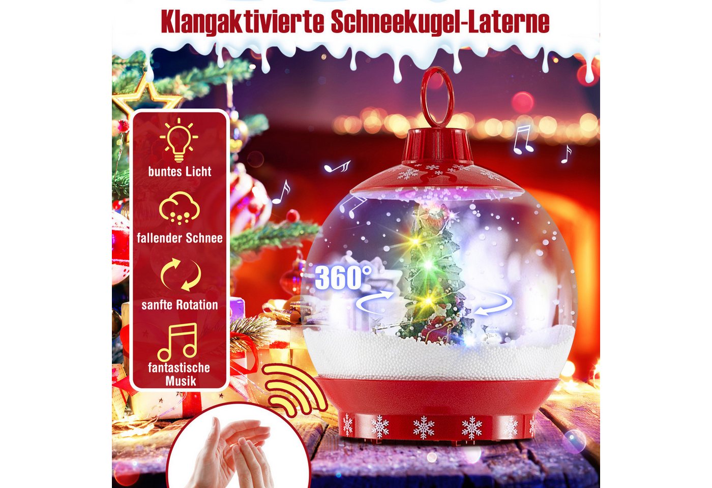COSTWAY Weihnachtsfigur (1 St), beleuchtete Weihnachtsdeko, mit Musik, 173cm – Bild 2 von 5