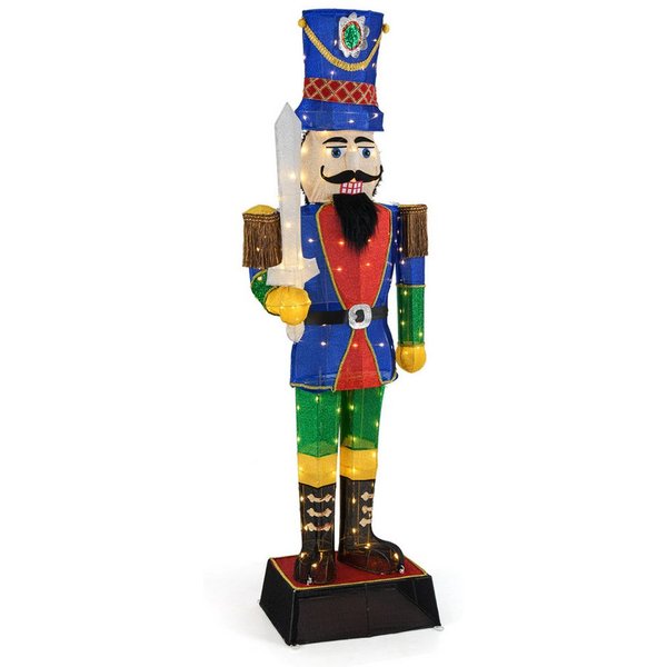 COSTWAY Weihnachtsfigur (1 St), Nussknacker Figur, LED Weihnachtsdeko, groß