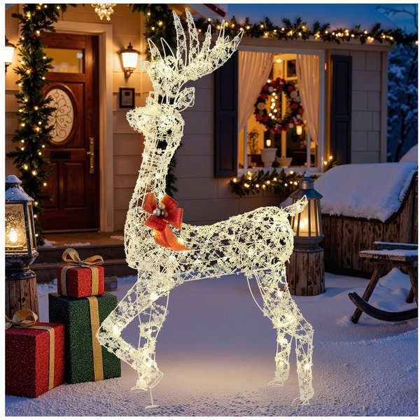 COSTWAY Weihnachtsfigur (1 St), LED Rentier, Weihnachtsdeko, 150cm hoch