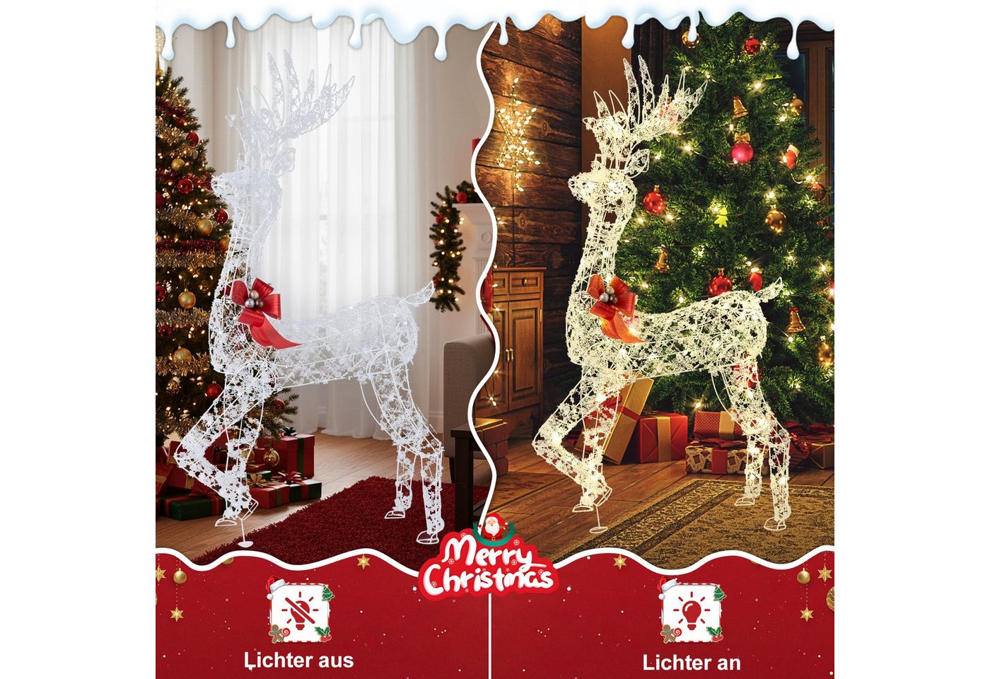 COSTWAY Weihnachtsfigur (1 St), LED Rentier, Weihnachtsdeko, 150cm hoch – Bild 2 von 5