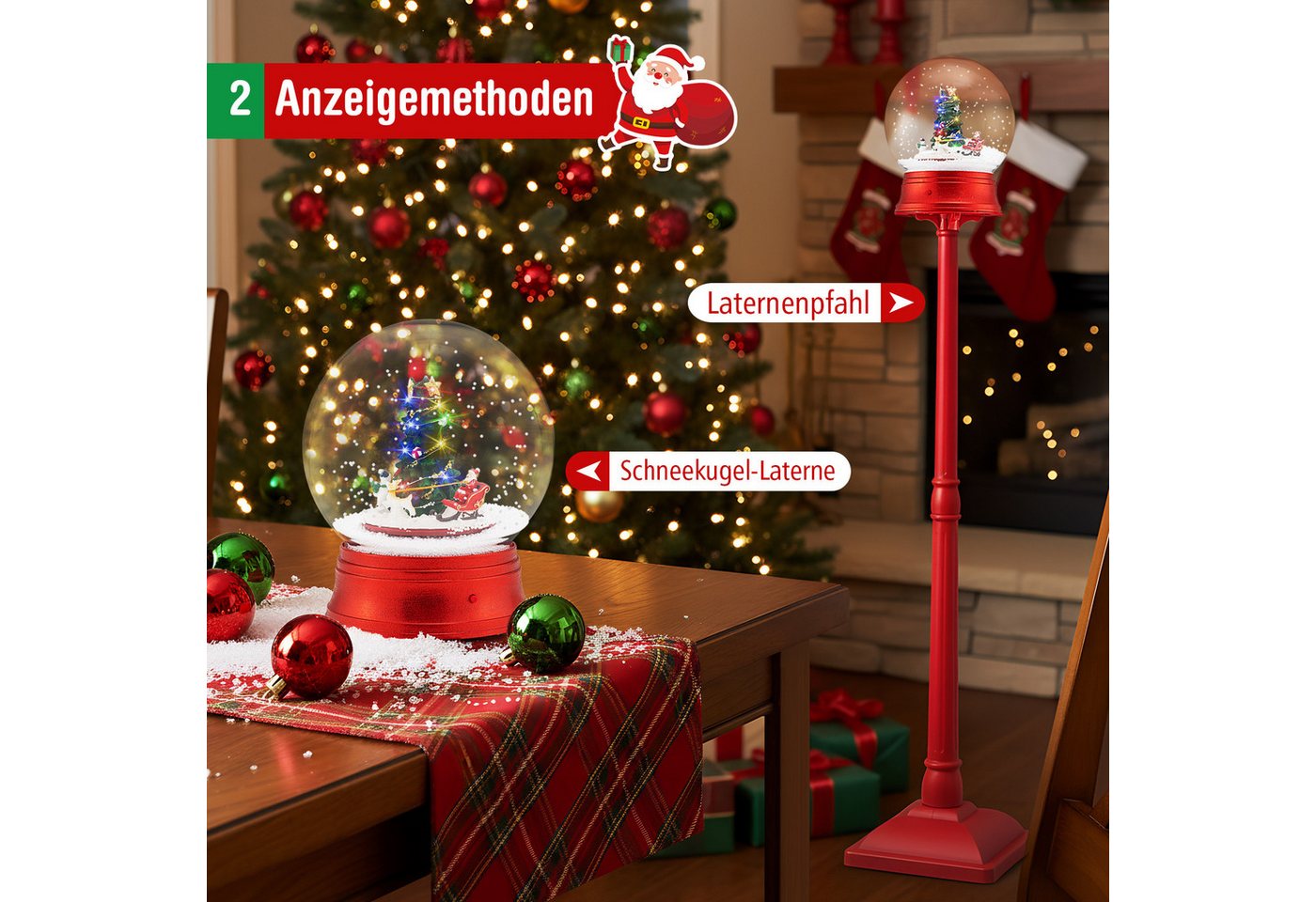 COSTWAY Weihnachtsfigur (1 St), Weihnachtslaterne, LED Weihnachtsdeko mit Musik, abnehmar – Bild 3 von 5