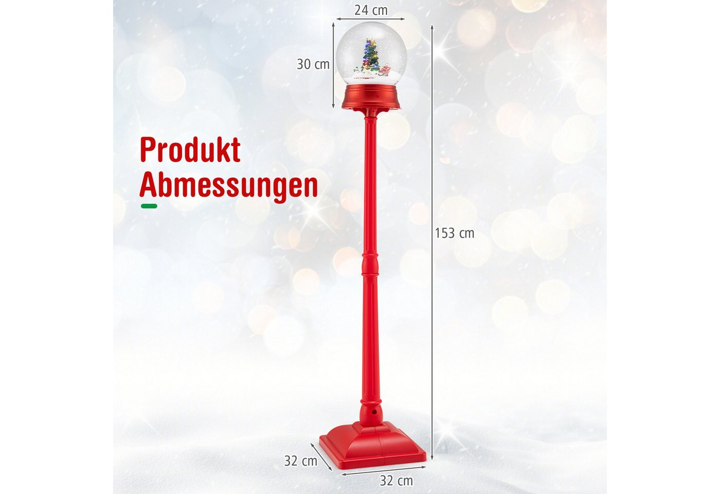 COSTWAY Weihnachtsfigur (1 St), Weihnachtslaterne, LED Weihnachtsdeko mit Musik, abnehmar – Bild 5 von 5