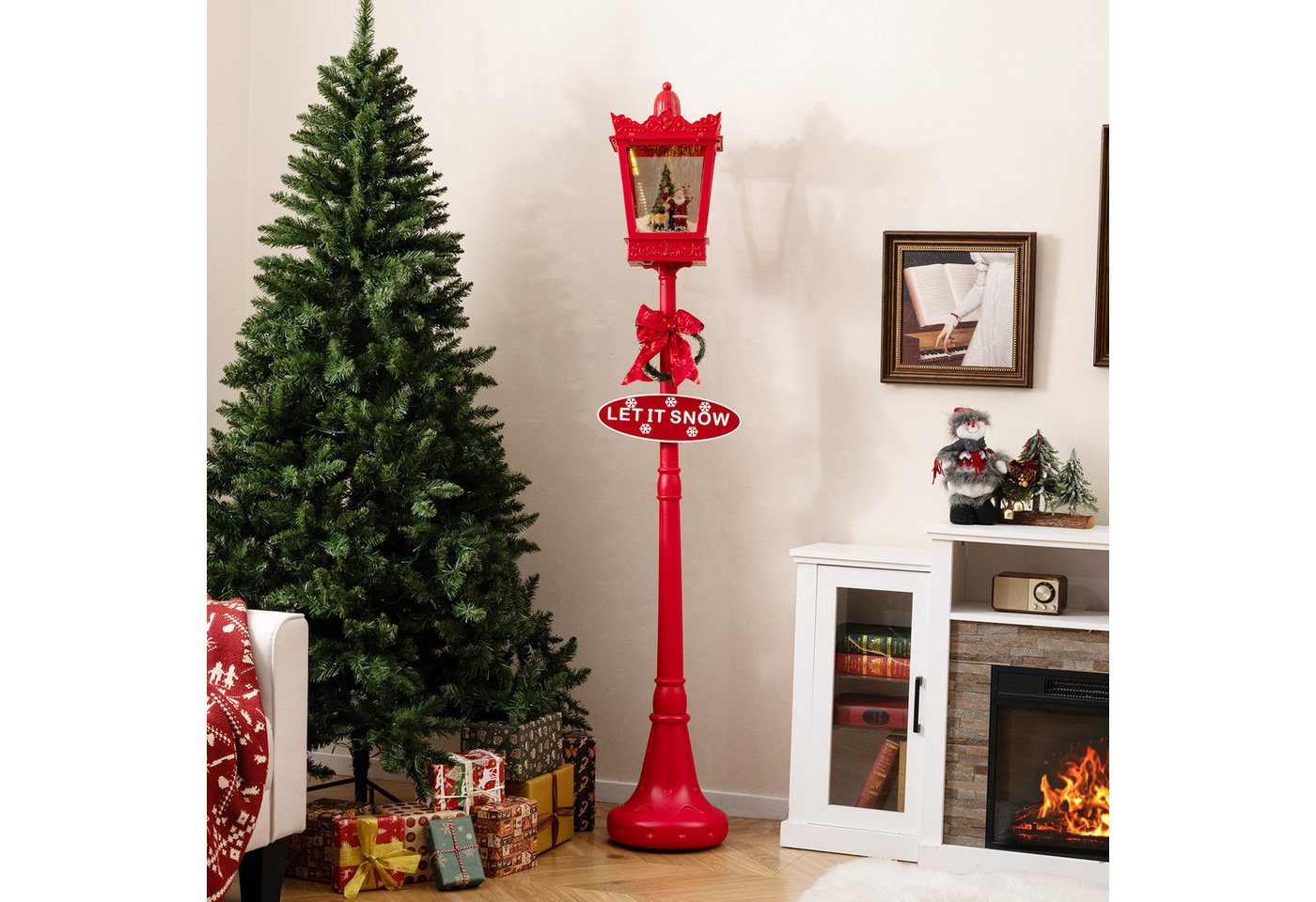 COSTWAY Weihnachtsfigur (1 St), Weihnachtslaterne, LED Straßenlampe, Weihnachtsdeko, 185 cm – Bild 2 von 5