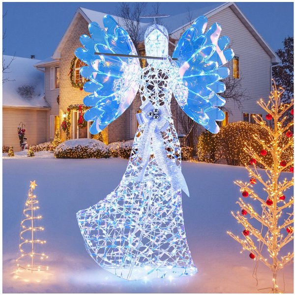 COSTWAY Weihnachtsfigur (1 St), LED Weihnachtsdeko, Weihnachtsengel, groß