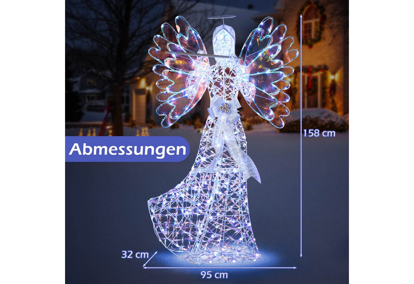 COSTWAY Weihnachtsfigur (1 St), LED Weihnachtsdeko, Weihnachtsengel, groß – Bild 3 von 5
