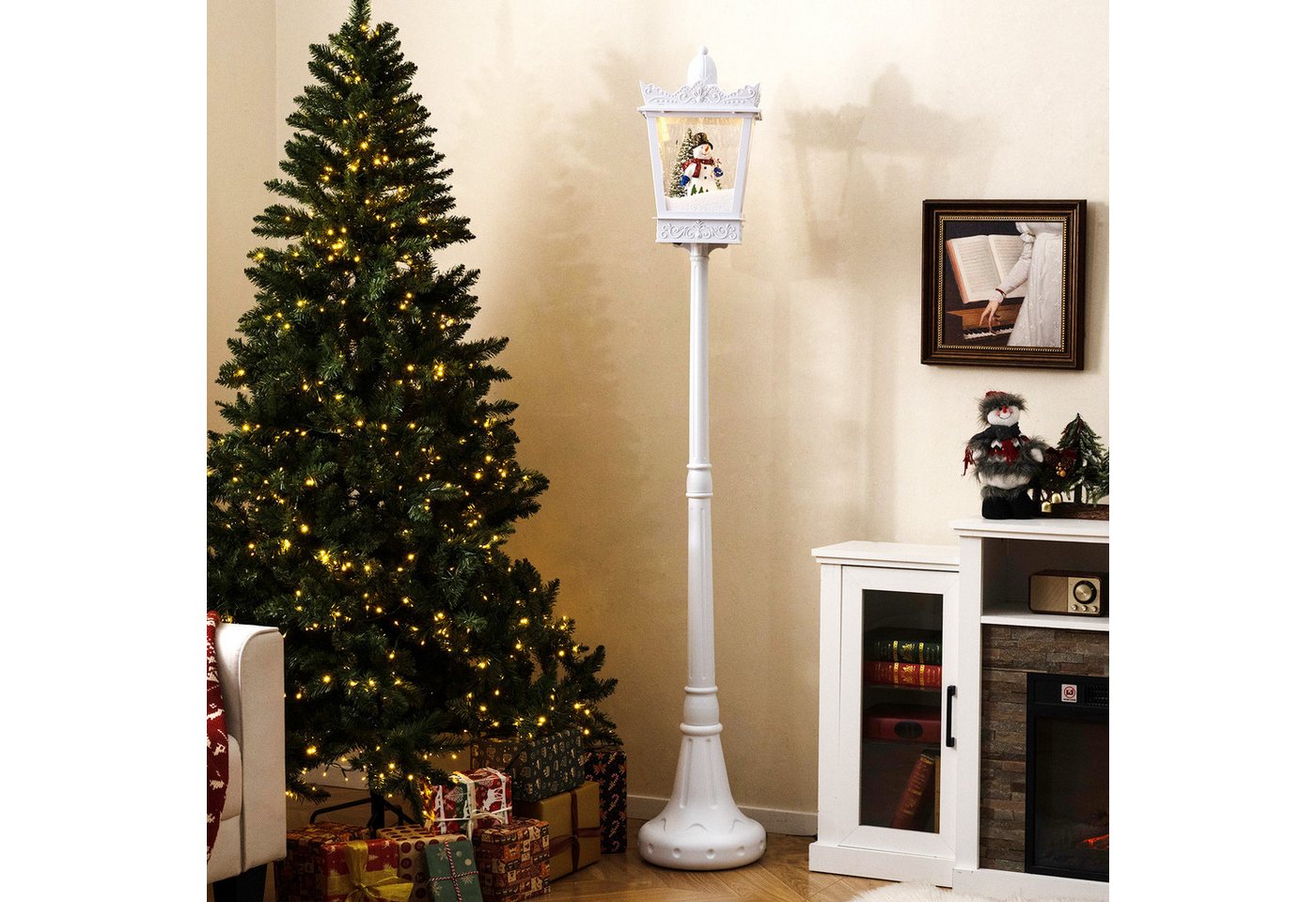COSTWAY Weihnachtsfigur (1 St), Weihnachtslaterne, LED Straßenlampe, Weihnachtsdeko, 185 cm – Bild 2 von 5