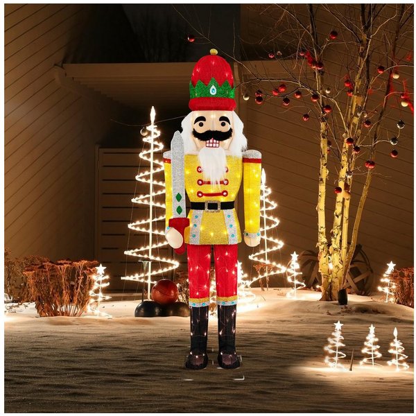 COSTWAY Weihnachtsfigur, Nussknacker Figur groß, LED Weihnachtsdeko