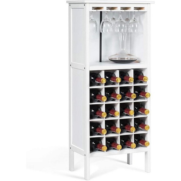 COSTWAY Weinregal, stehend, Weinschrank Holz, für 20 Flaschen, 42x24,5x96cm