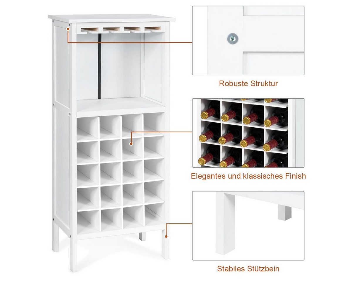 COSTWAY Weinregal, stehend, Weinschrank Holz, für 20 Flaschen, 42x24,5x96cm – Bild 3 von 5