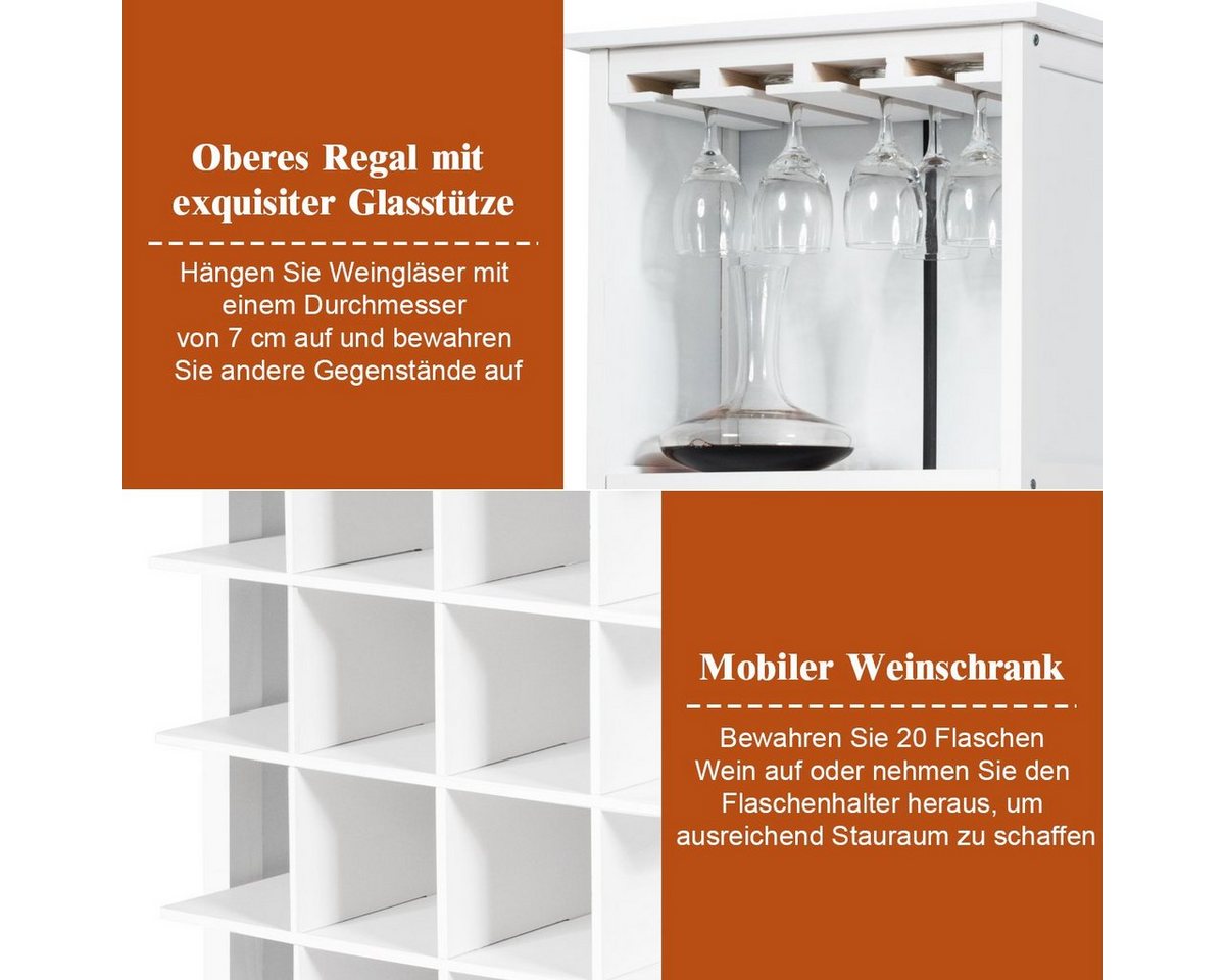 COSTWAY Weinregal, stehend, Weinschrank Holz, für 20 Flaschen, 42x24,5x96cm – Bild 4 von 5