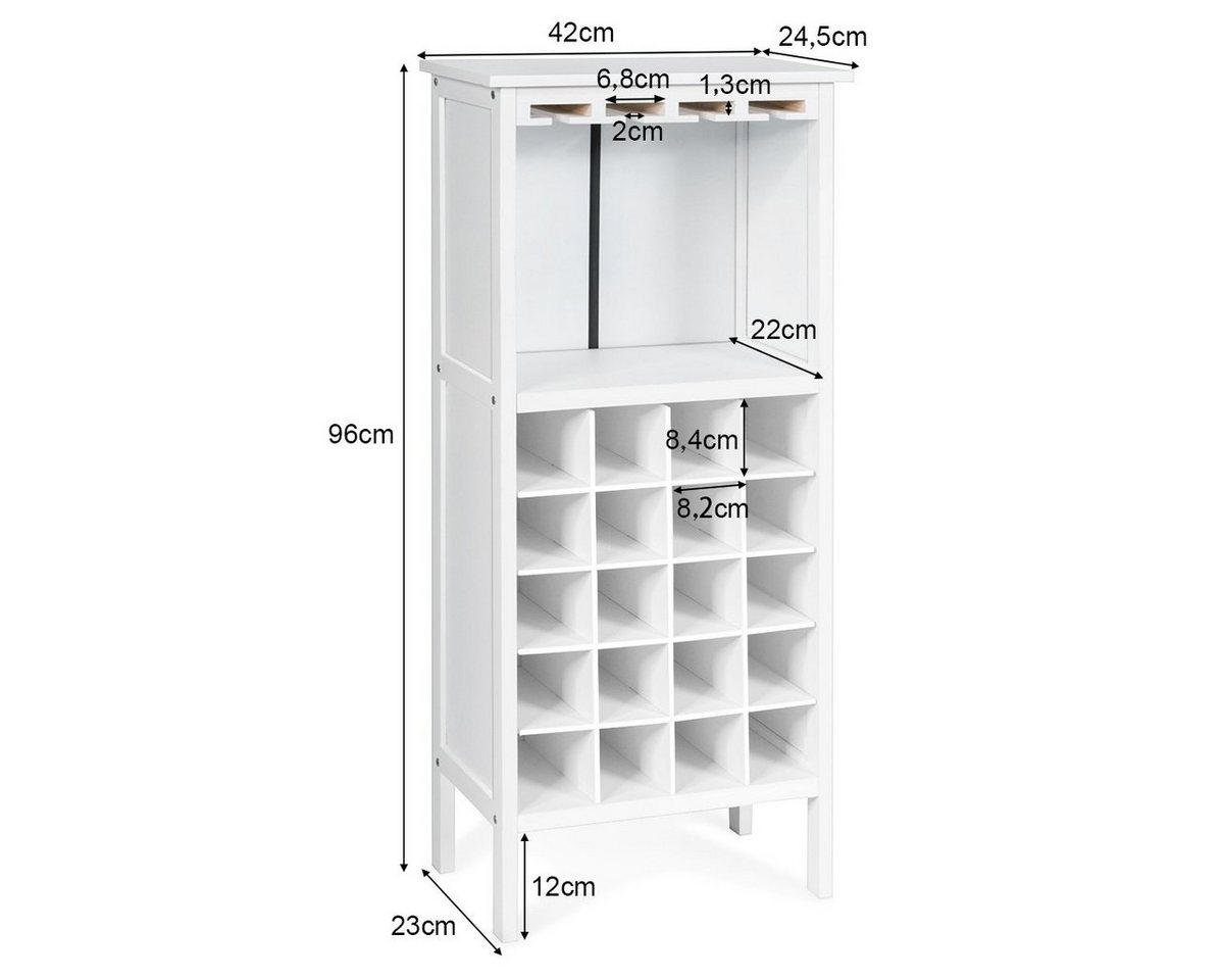 COSTWAY Weinregal, stehend, Weinschrank Holz, für 20 Flaschen, 42x24,5x96cm – Bild 5 von 5