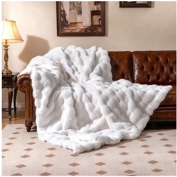Wohndecke, COSTWAY, Kuscheldecke, Sofadecke, luxuriöse Felldecke, 153 x 203 cm