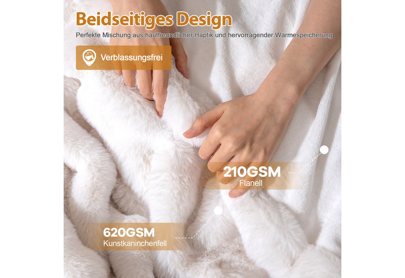 Wohndecke, COSTWAY, Kuscheldecke, Sofadecke, luxuriöse Felldecke, 153 x 203 cm – Bild 3 von 5