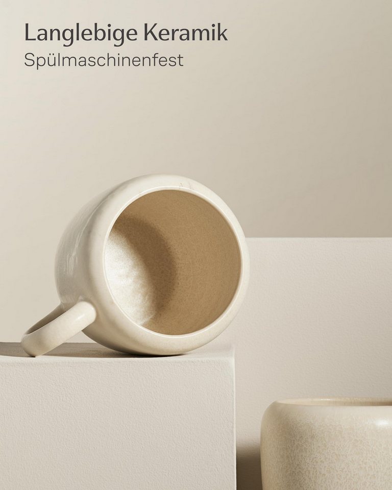 Cosumy Tasse Kaffeetassen Set 350 ml, 4er Set, handglasiert, Steingut, 4-tlg., Steingut, Handglasiert, Spülmaschinenfest & Mikrowellengeeignet, 4er Set – Bild 5 von 5