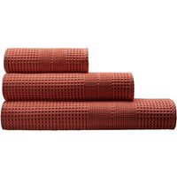 Cotonea Waffelpikee Handtuch, 50 x 100 cm, Bio-Baumwolle, ziegel