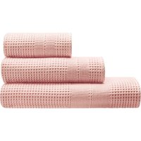 Cotonea Waffelpikee Handtuch, 50 x 100 cm, Bio-Baumwolle, rouge