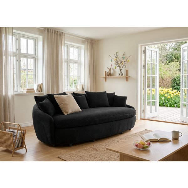 COTTA Big-Sofa Aruba, B. 238cm, bequemer Sitzkomfort durch Wellenfedern, Mattenoptik, gemütliches Megasofa in XXL in organischer Form mit vielen Kissen