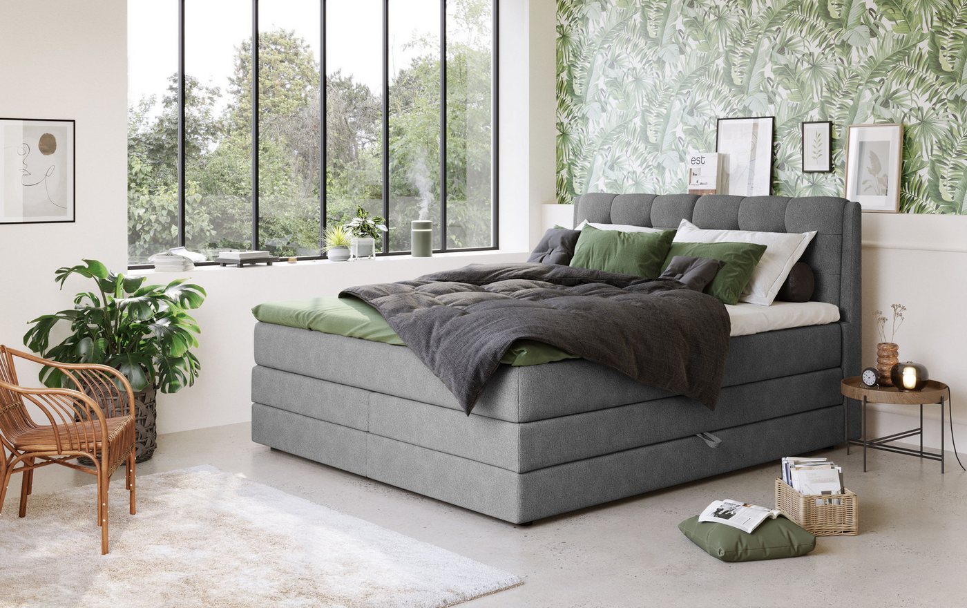 COTTA Boxspringbett FORT II, Stauraum- und Familien-Bett mit Bettkasten & TFK-Matratze, inkl. Topper, softer Strukturstoff, 160-240 cm x 200 cm – Bild 2 von 5